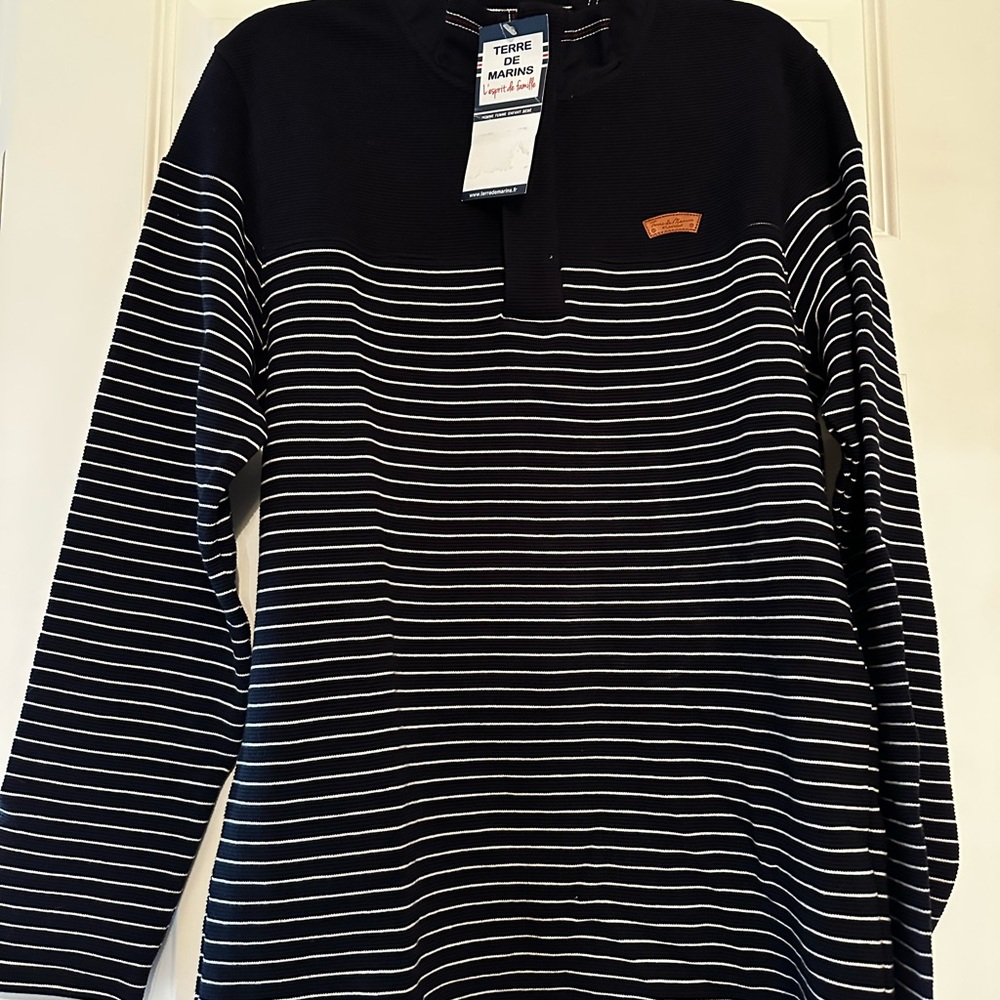 Terre de Marins Navy Striped Long Sleeve Shirt